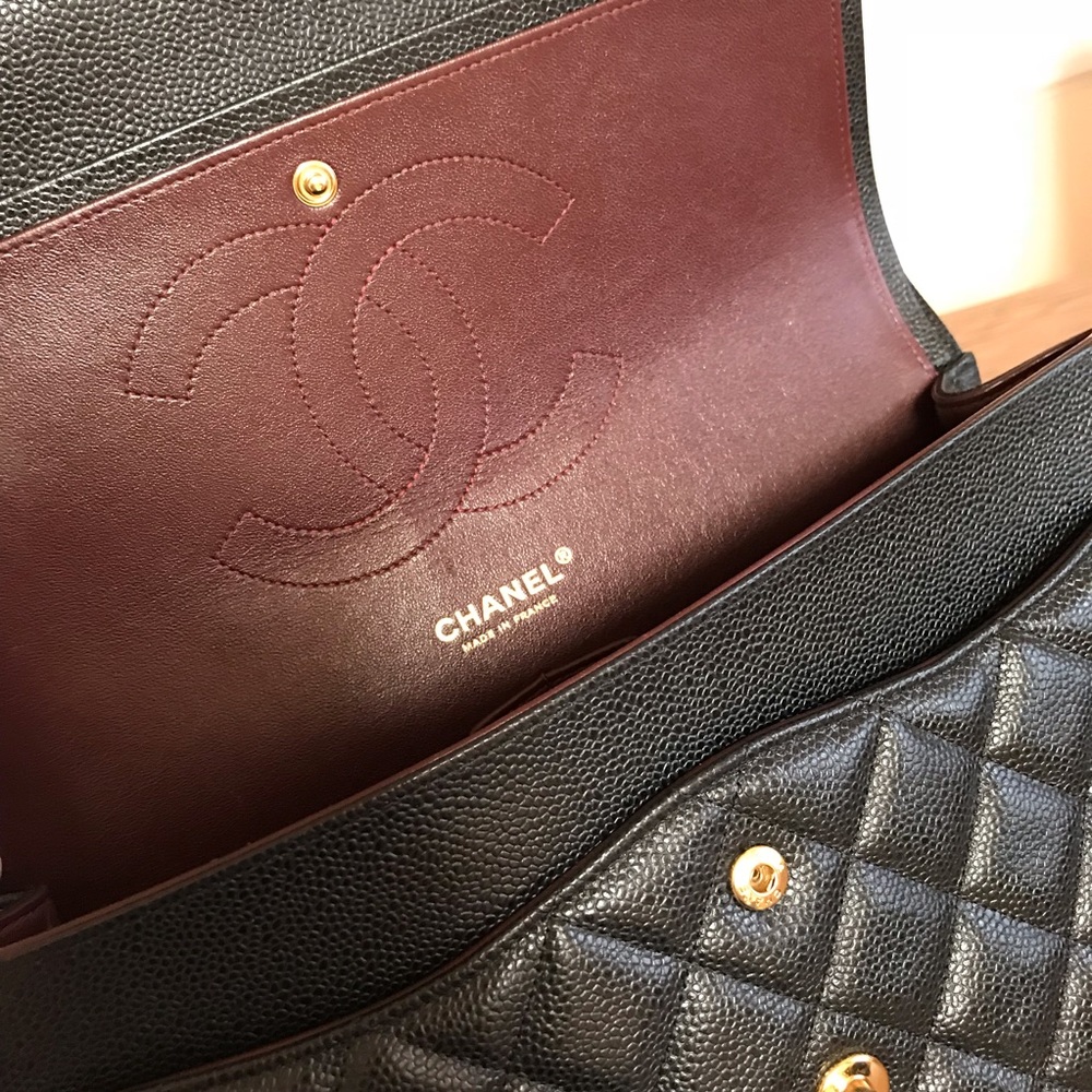 SOLD Chanel classic double flap jumbo CF caviar - Picture 7 of 8